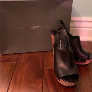 Via Spiga black retro heels